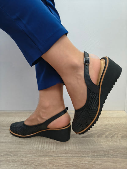 Sandale Casual Damă Aga 1930 2198 Negru - Piele Naturală