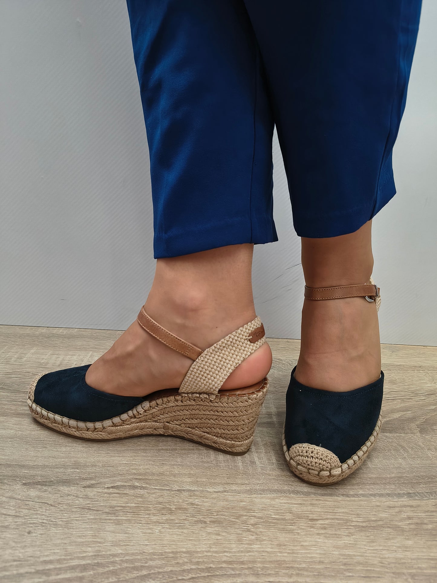 Sandale Casual Damă Tamaris 29610-42 805 Navy Velur - Piele Naturală + Textil