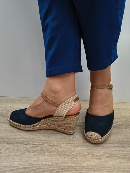Sandale Casual Damă Tamaris 29610-42 805 Navy Velur - Piele Naturală + Textil