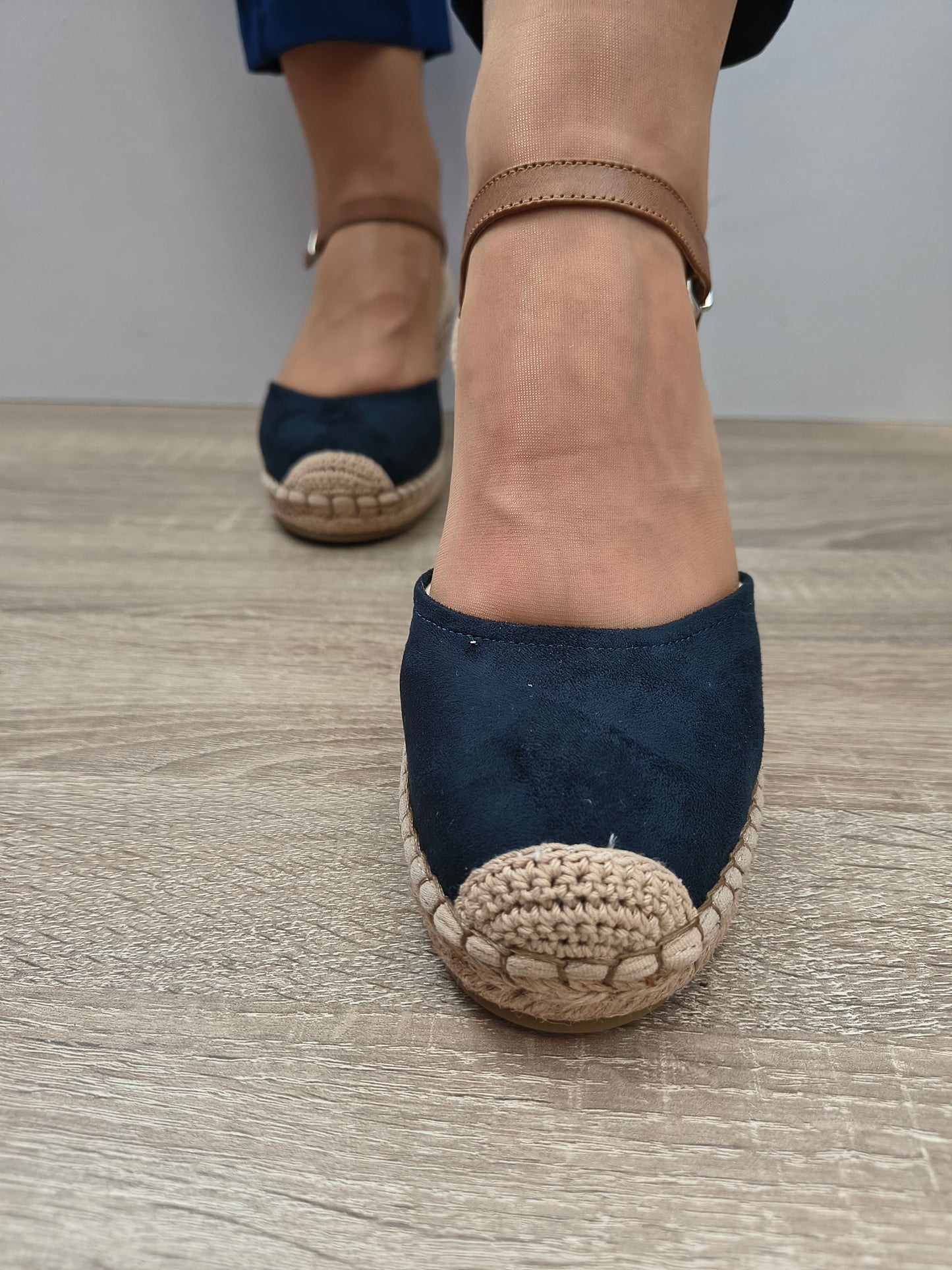 Sandale Casual Damă Tamaris 29610-42 805 Navy Velur - Piele Naturală + Textil