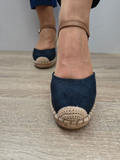 Sandale Casual Damă Tamaris 29610-42 805 Navy Velur - Piele Naturală + Textil