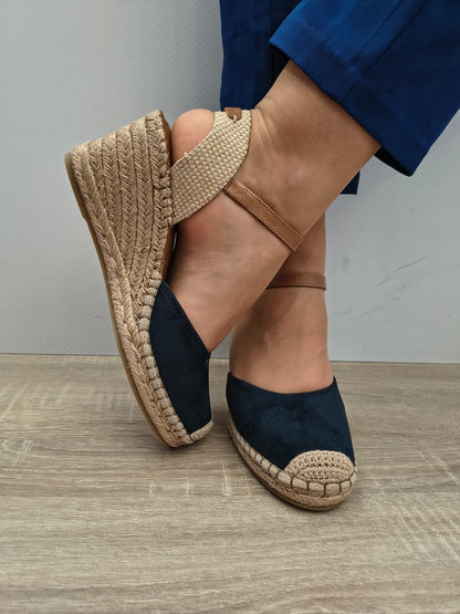 Sandale Casual Damă Tamaris 29610-42 805 Navy Velur - Piele Naturală + Textil