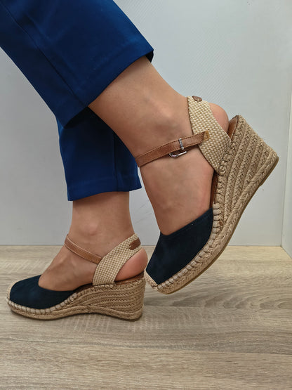 Sandale Casual Damă Tamaris 29610-42 805 Navy Velur - Piele Naturală + Textil