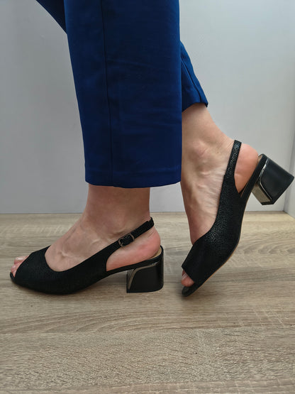 Sandale Elegante Damă Karisma 80002C 01-I Negru Effect - Piele Naturală Nubuck