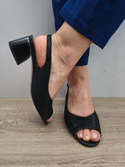 Sandale Elegante Damă Karisma 80002C 01-I Negru Effect - Piele Naturală Nubuck