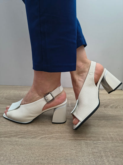 Sandale Elegante Damă Karisma 80004D 13-N Alb - Piele Naturală