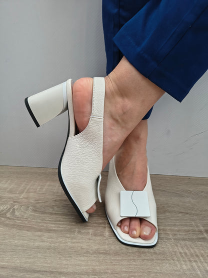 Sandale Elegante Damă Karisma 80004D 13-N Alb - Piele Naturală