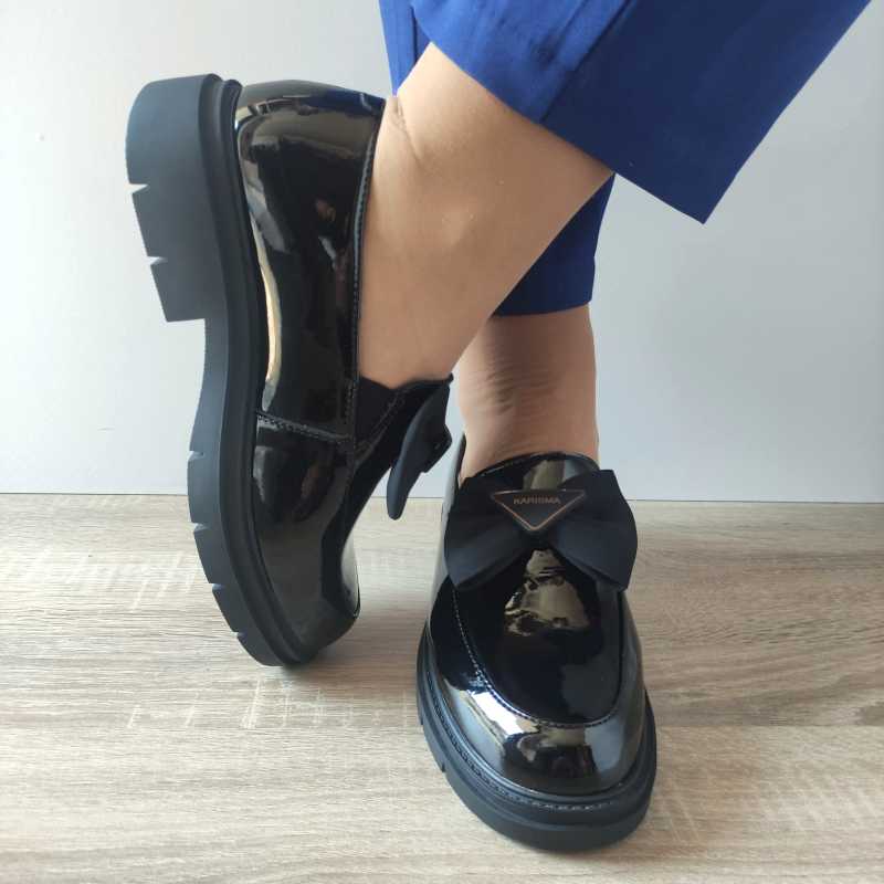 PANTOFI CASUAL DAMA KARISMA 50002A 01-L NEGRI LAC - imagine 5