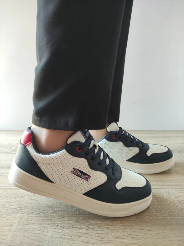 PANTOFI CASUAL BARABTI DECAR 9903 ALBI CU NEGRU - imagine 5
