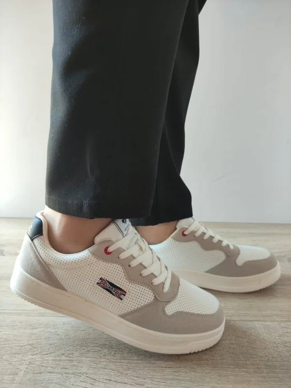 PANTOFI CASUAL BARBATI DECAR 9903 ALBI CU GRI VELUR