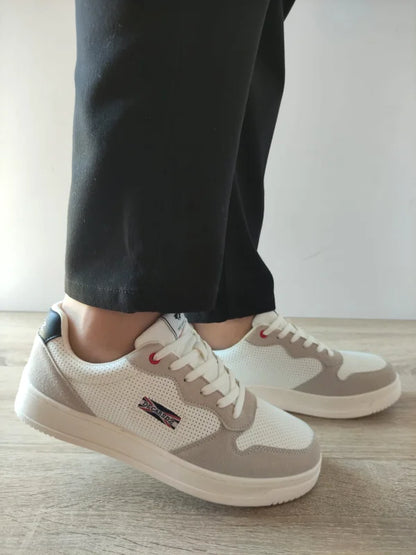PANTOFI CASUAL BARBATI DECAR 9903 ALBI CU GRI VELUR
