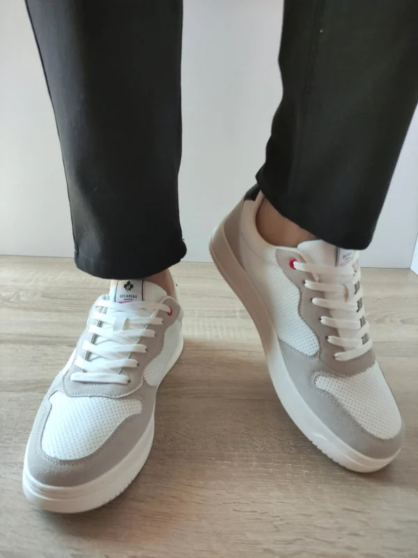 PANTOFI CASUAL BARBATI DECAR 9903 ALBI CU GRI VELUR