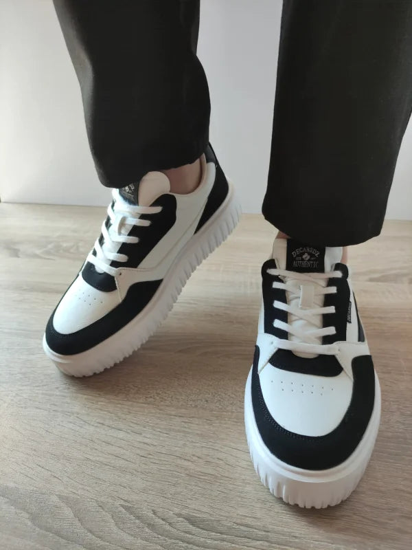 PANTOFI CASUAL BARBATI DECAR Y237 ALBI + NEGRU VELUR