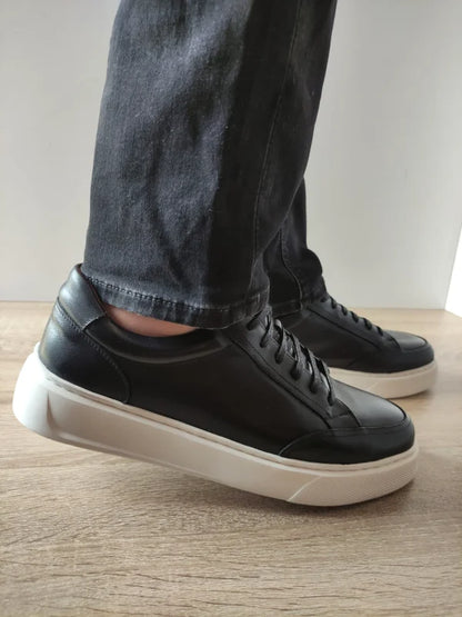 PANTOFI CASUAL BARBATI FRANCO GERARDO 4D17-4 NEGRI CU TALPA ALBA