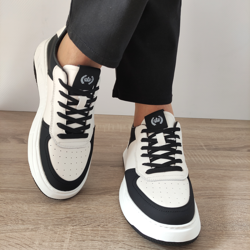 PANTOFI CASUAL BARBATI FRANCO GERARDO 8268 ALBI CU NEGRU - imagine 4