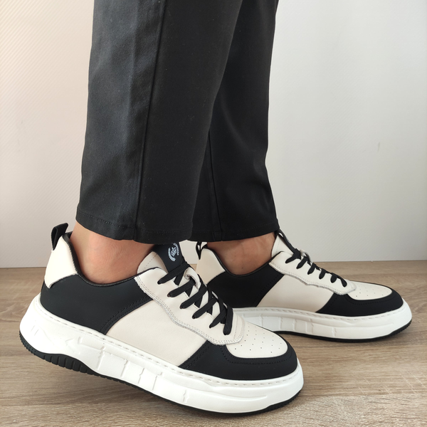 PANTOFI CASUAL BARBATI FRANCO GERARDO 8268 ALBI CU NEGRU - imagine 2