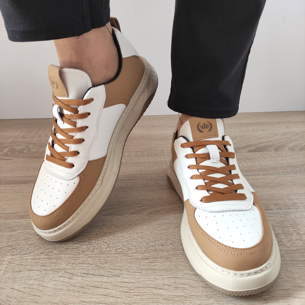 PANTOFI CASUAL BARBATI FRANCO GERARDO 8268 CREAM CU TAUPE - imagine 5