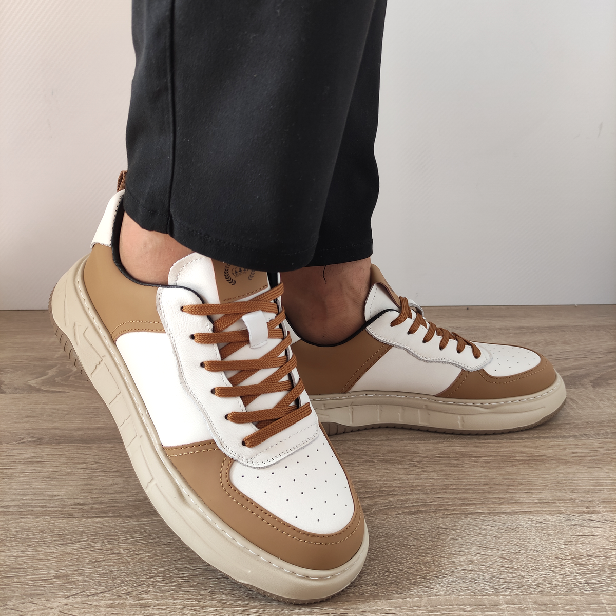 PANTOFI CASUAL BARBATI FRANCO GERARDO 8268 CREAM CU TAUPE - imagine 6