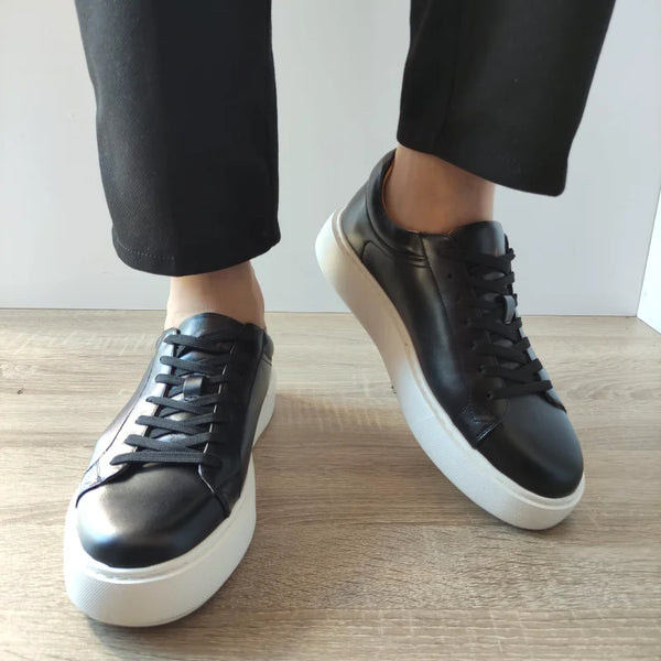 PANTOFI CASUAL BARBATI FRANCO GERARDO T231103-A NEGRI CU TALPA ALBA - imagine 3