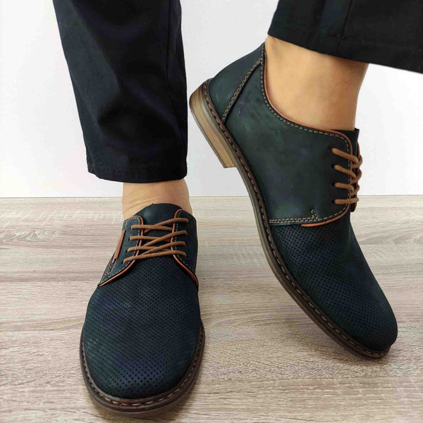 PANTOFI CASUAL BARBATI RIEKER 13439-14 BLEUMARIN NUBUCK - imagine 4