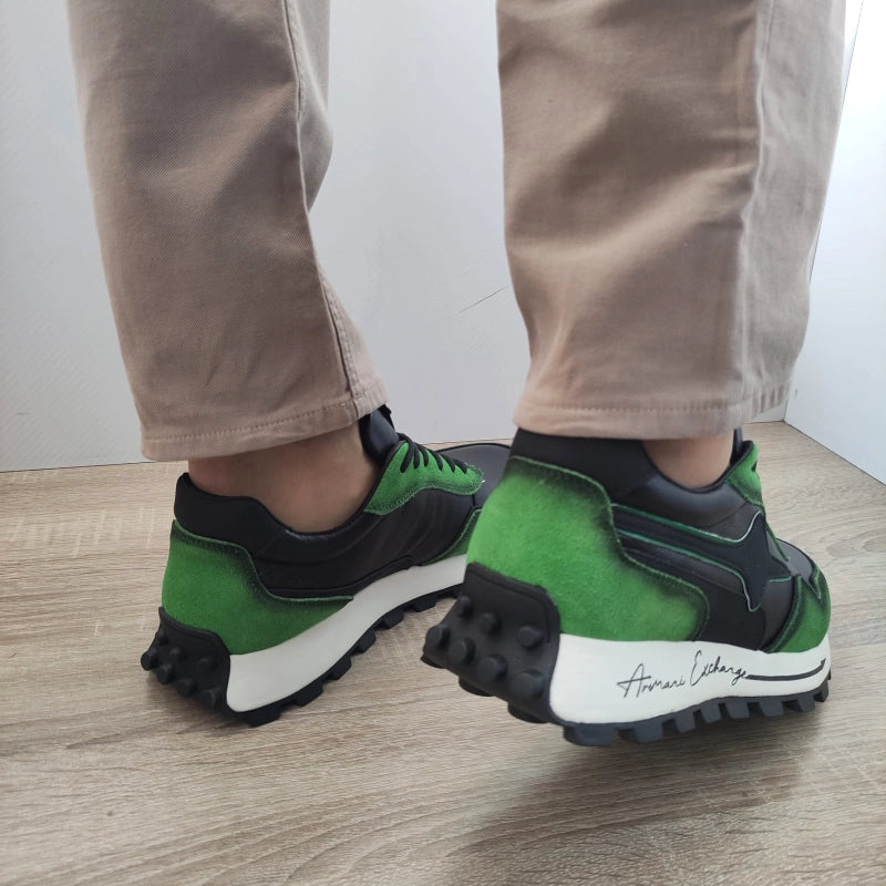 PANTOFI CASUAL BARBATI STEPHANO 6372 NEGRI CU VERDE - imagine 6