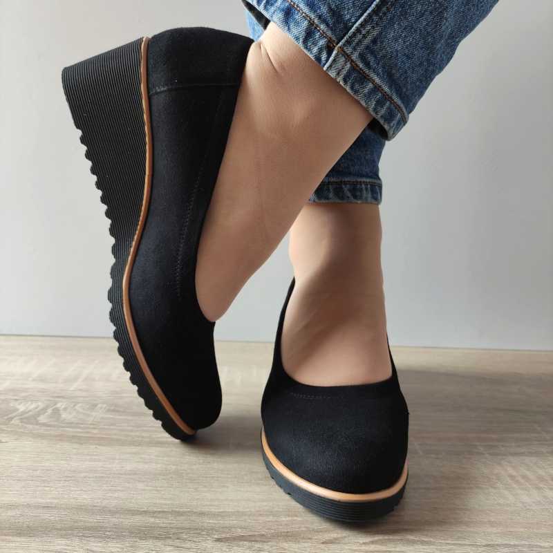 PANTOFI CASUAL DAMA AGA 1435 19 NEGRI VELUR - imagine 5
