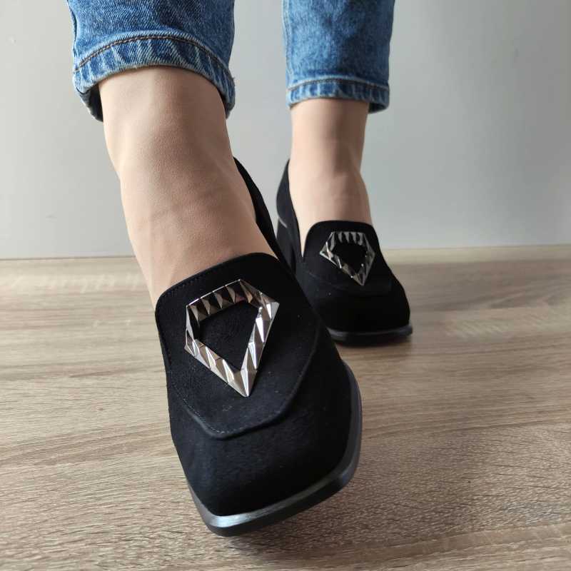 PANTOFI CASUAL DAMA AGA E1649 19 NEGRI VELUR