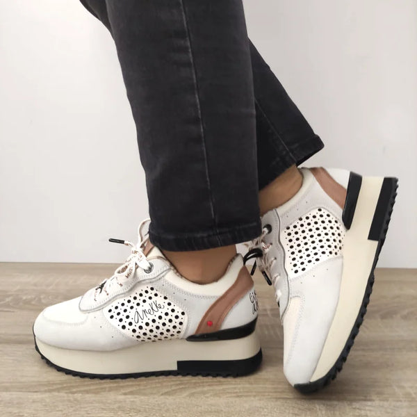 PANTOFI CASUAL DAMA ANEKKE 40370-852 ALBI CU COLOR - imagine 2