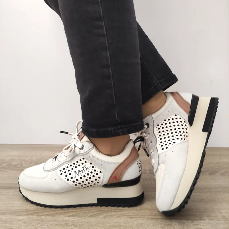PANTOFI CASUAL DAMA ANEKKE 40370-852 ALBI CU COLOR - imagine 2