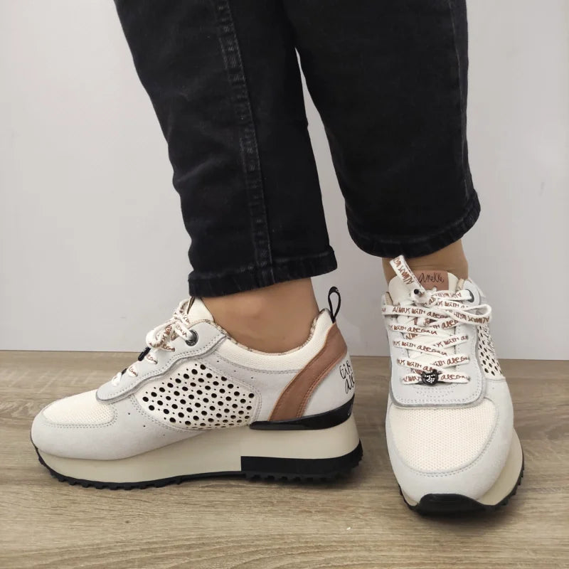 PANTOFI CASUAL DAMA ANEKKE 40370-852 ALBI CU COLOR - imagine 3