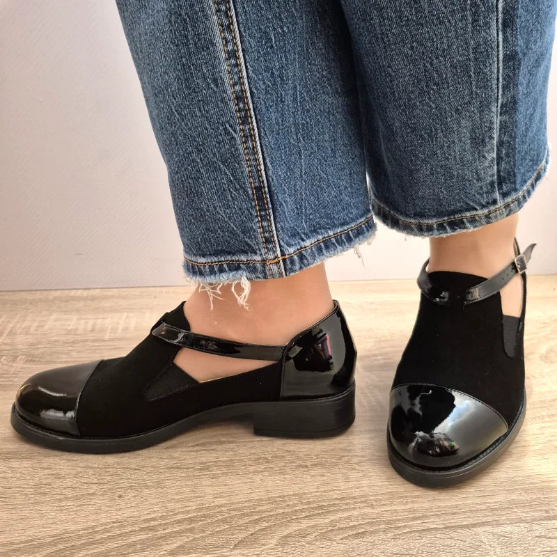 PANTOFI CASUAL DAMA ANTONIO M-43 NEGRI VELUR - imagine 5