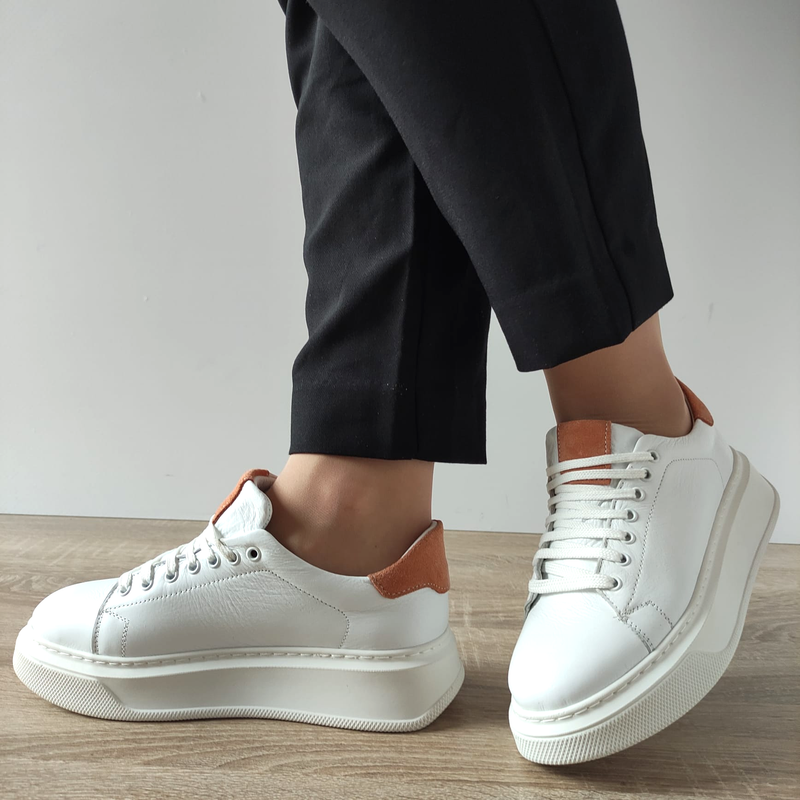 PANTOFI CASUAL DAMA CASPIAN 3602-2 ALBI + ROZ - imagine 2