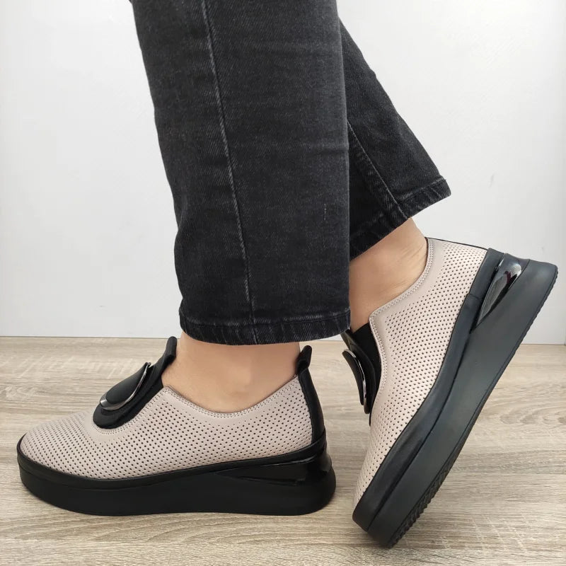 PANTOFI CASUAL DAMA DOGATI 2450-Z BEJ CU NEGRU - imagine 5
