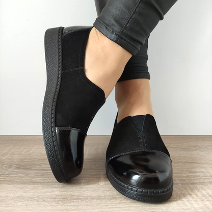PANTOFI CASUAL DAMA FORMAZIONE 2255Q12 NEGRI VELUR + LAC