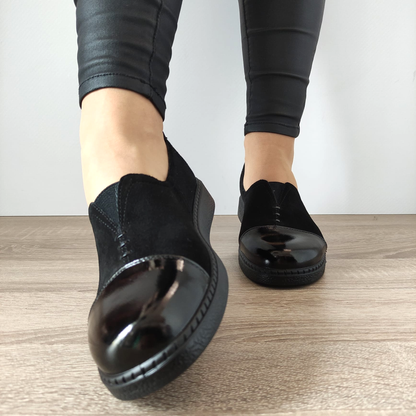 PANTOFI CASUAL DAMA FORMAZIONE 2255Q12 NEGRI VELUR + LAC