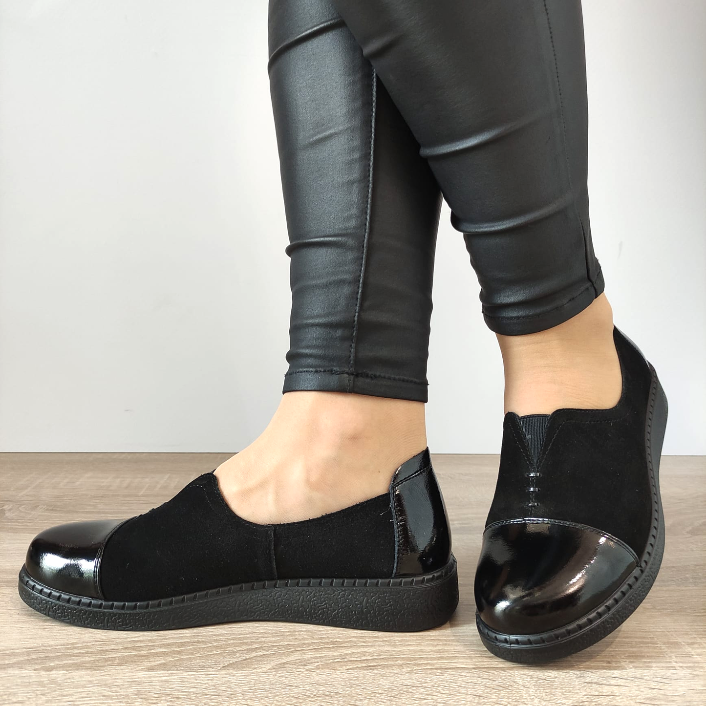 PANTOFI CASUAL DAMA FORMAZIONE 2255Q12 NEGRI VELUR + LAC