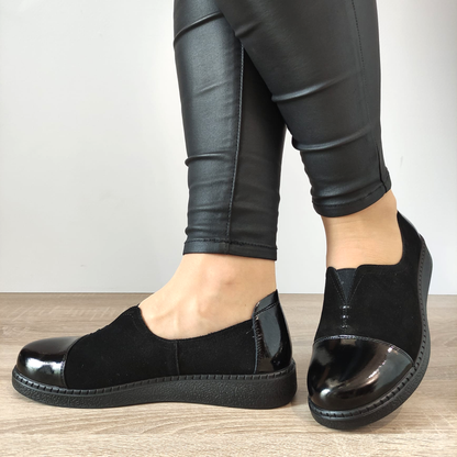 PANTOFI CASUAL DAMA FORMAZIONE 2255Q12 NEGRI VELUR + LAC