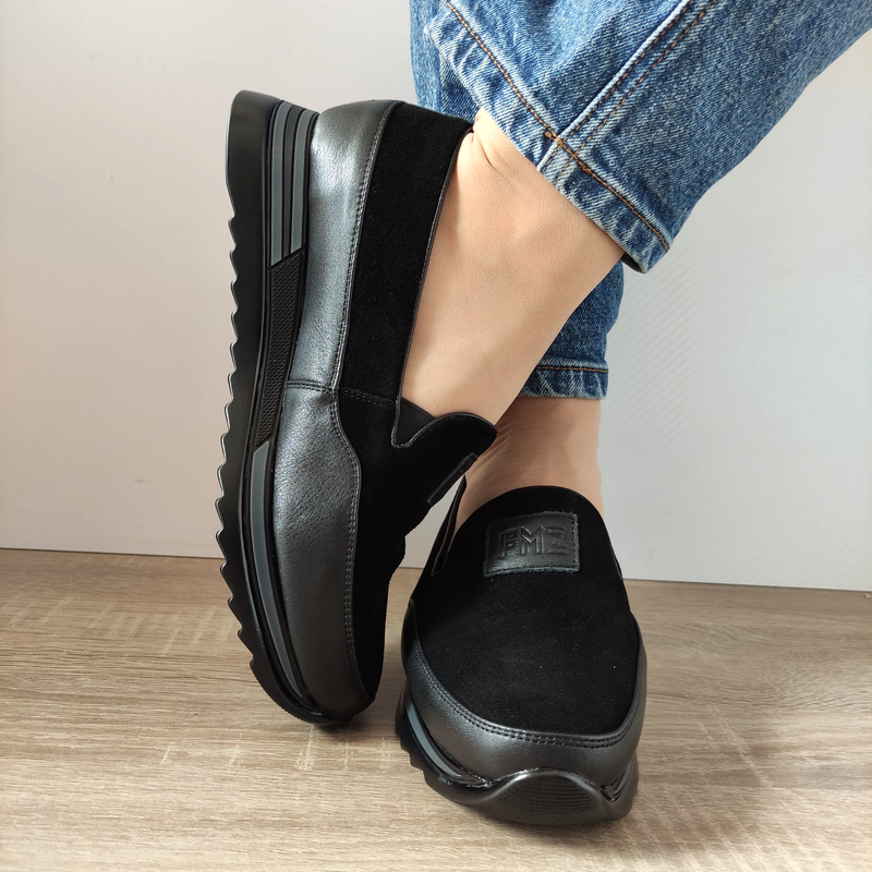 PANTOFI CASUAL DAMA FORMAZIONE 5013-1 NEGRI + VELUR - imagine 3