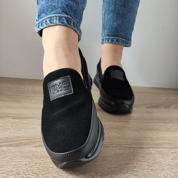 PANTOFI CASUAL DAMA FORMAZIONE 5013-1 NEGRI + VELUR - imagine 4