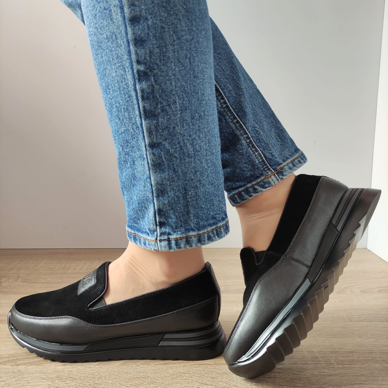 PANTOFI CASUAL DAMA FORMAZIONE 5013-1 NEGRI + VELUR - imagine 5