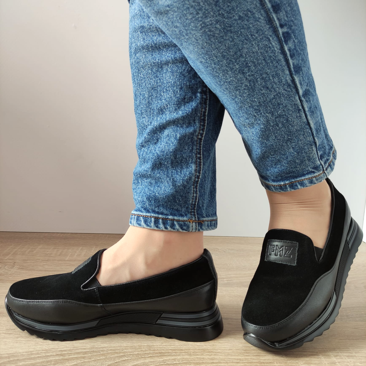 PANTOFI CASUAL DAMA FORMAZIONE 5013-1 NEGRI + VELUR - imagine 2