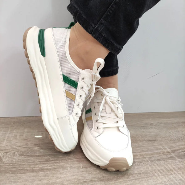 PANTOFI CASUAL DAMA FRANCO GERARDO 18002-8 ALBI CU VERDE - imagine 4