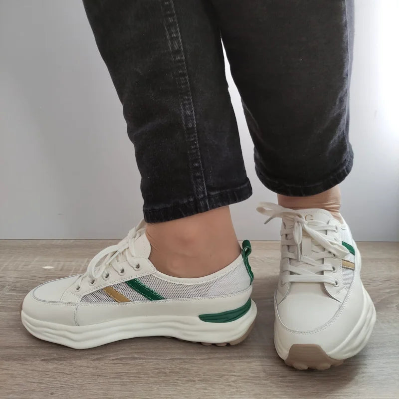 PANTOFI CASUAL DAMA FRANCO GERARDO 18002-8 ALBI CU VERDE - imagine 5