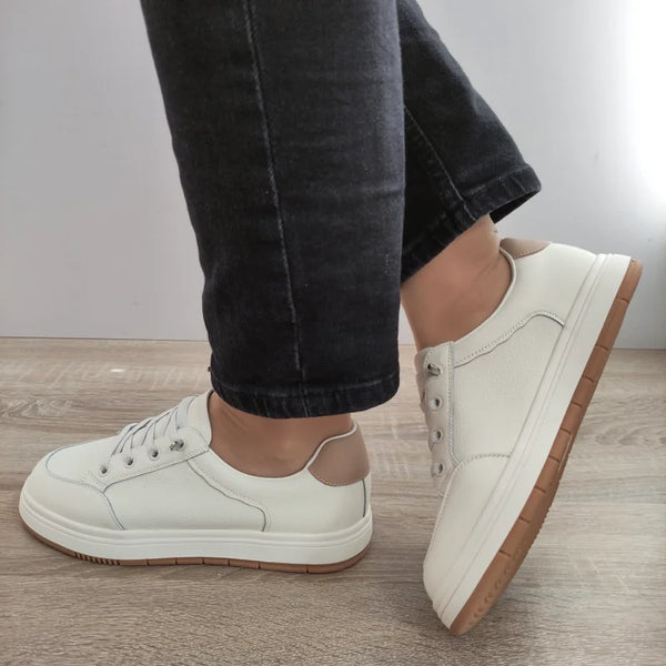 PANTOFI CASUAL DAMA FRANCO GERARDO 8196-8 CREM + APRICOT - imagine 3