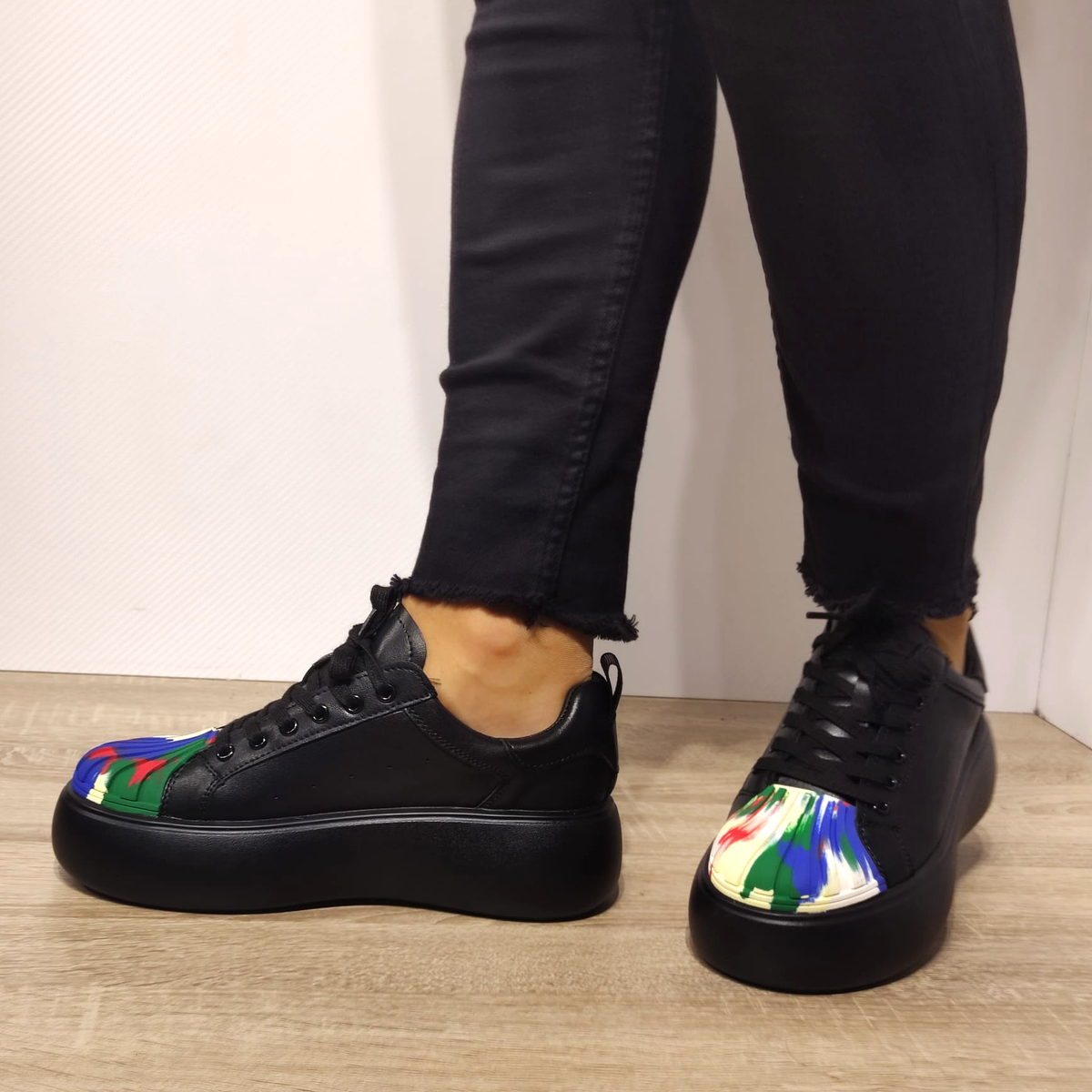 PANTOFI CASUAL DAMA FRANCO GERARDO 88135 NEGRI + COLOR - imagine 2