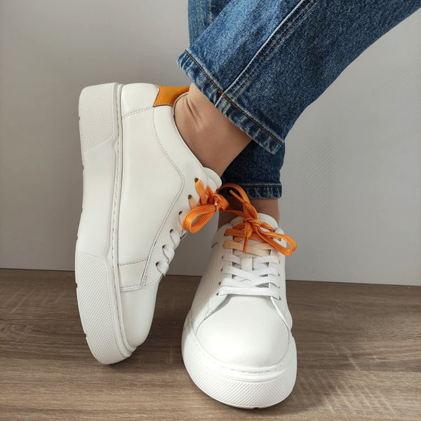 PANTOFI CASUAL DAMA FRANCO GERARDO RB2235-10 ALBI CU GALBEN - imagine 3