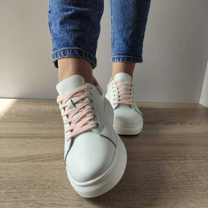 PANTOFI CASUAL DAMA INFINITY 22090-1 ALBI CU ROZ