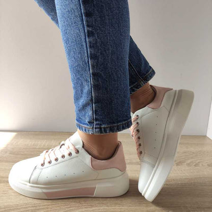 PANTOFI CASUAL DAMA INFINITY 22090-1 ALBI CU ROZ