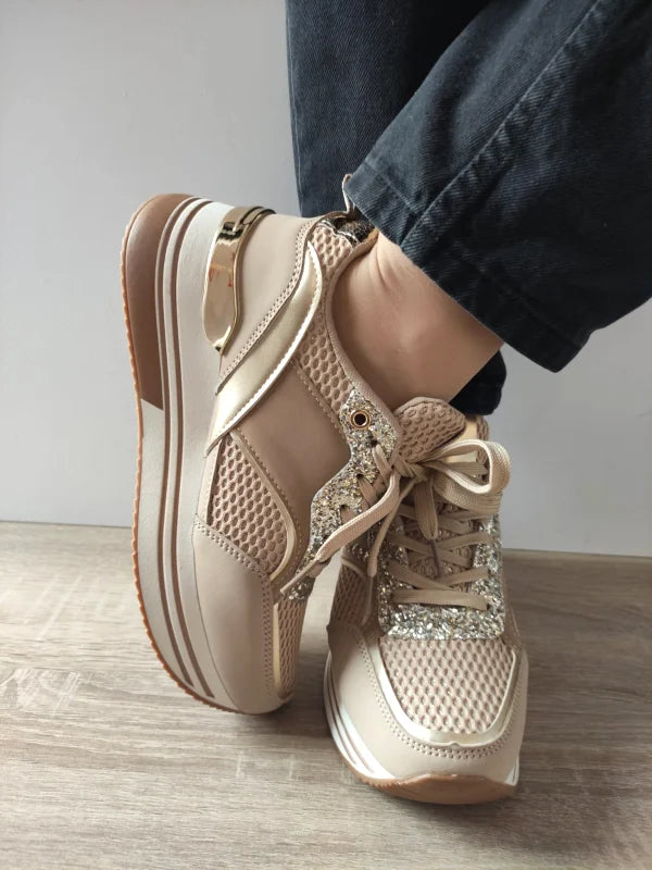 PANTOFI CASUAL DAMA JOMIX WSC250125-8 BEJ CU AURIU - imagine 3