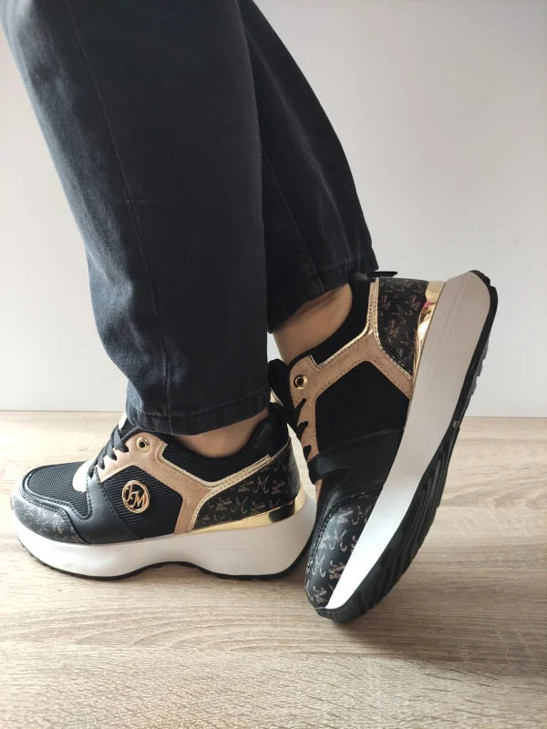 PANTOFI CASUAL DAMA JOMIX WSC250524-1 NEGRI CU GREJ - imagine 3